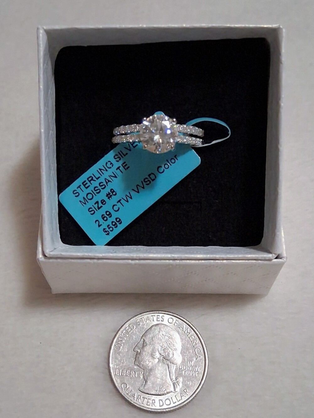 925SS Moissanite Diamond Wedding Set Sz8